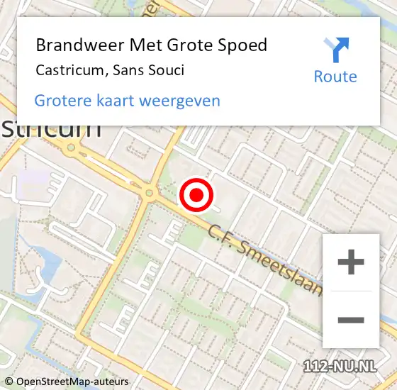 Locatie op kaart van de 112 melding: Brandweer Met Grote Spoed Naar Castricum, Sans Souci op 14 maart 2018 17:00