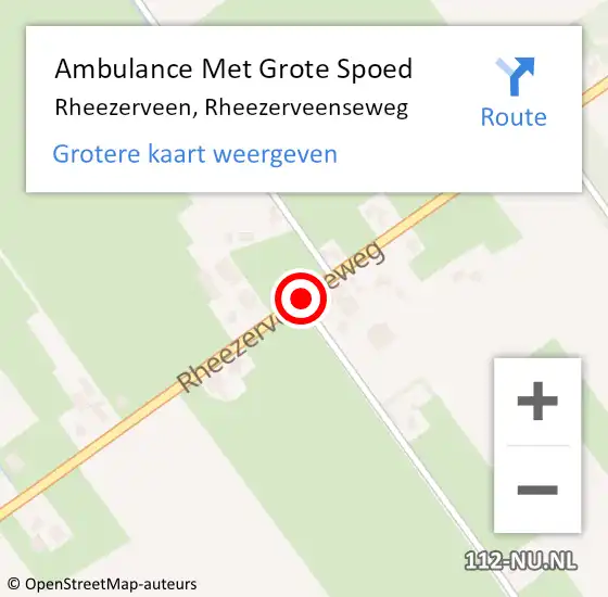 Locatie op kaart van de 112 melding: Ambulance Met Grote Spoed Naar Rheezerveen, Rheezerveenseweg op 14 maart 2018 19:03
