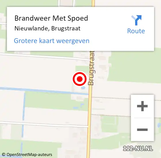 Locatie op kaart van de 112 melding: Brandweer Met Spoed Naar Nieuwlande, Brugstraat op 14 maart 2018 19:34