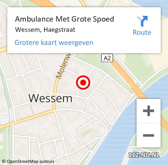 Locatie op kaart van de 112 melding: Ambulance Met Grote Spoed Naar Wessem, Haegstraat op 14 maart 2018 22:56