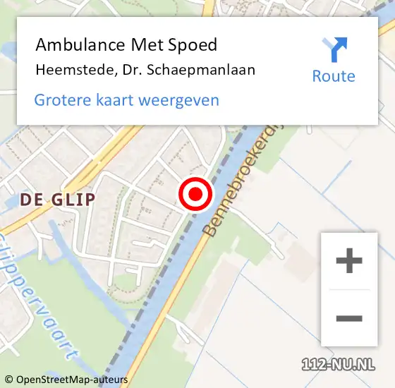 Locatie op kaart van de 112 melding: Ambulance Met Spoed Naar Heemstede, Dr. Schaepmanlaan op 15 maart 2018 04:06