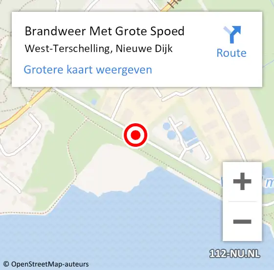 Locatie op kaart van de 112 melding: Brandweer Met Grote Spoed Naar West-Terschelling, Nieuwe Dijk op 15 maart 2018 05:57