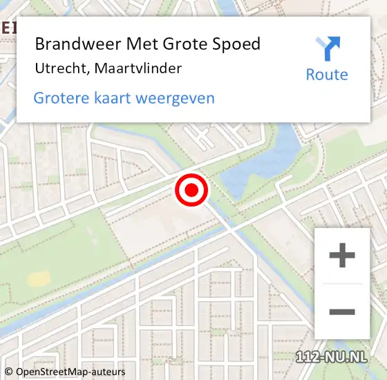 Locatie op kaart van de 112 melding: Brandweer Met Grote Spoed Naar Utrecht, Maartvlinder op 15 maart 2018 13:05