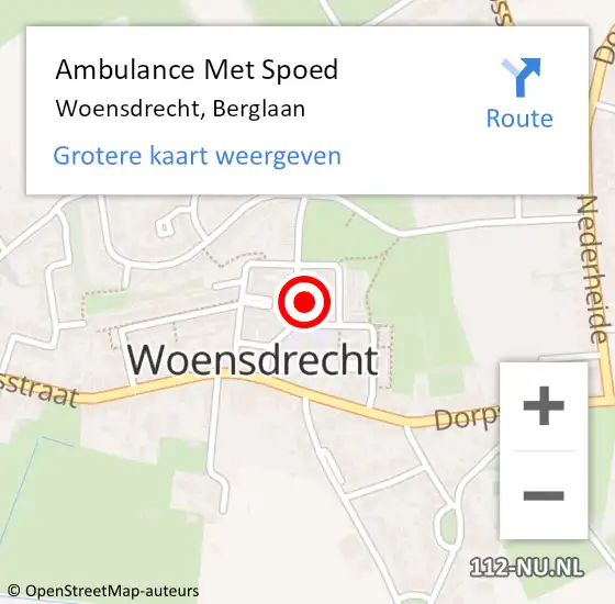 Locatie op kaart van de 112 melding: Ambulance Met Spoed Naar Woensdrecht, Berglaan op 15 maart 2018 13:32