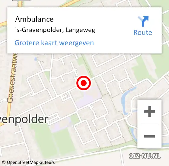 Locatie op kaart van de 112 melding: Ambulance 's-Gravenpolder, Langeweg op 15 maart 2018 16:35