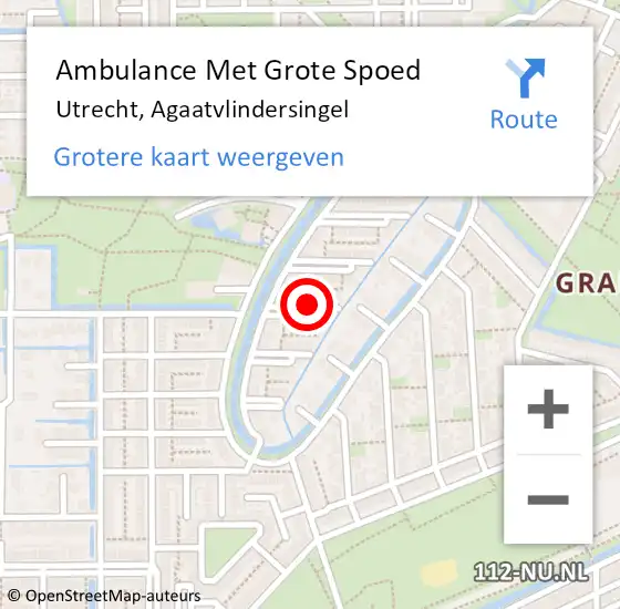 Locatie op kaart van de 112 melding: Ambulance Met Grote Spoed Naar Utrecht, Agaatvlindersingel op 15 maart 2018 17:32