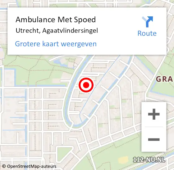 Locatie op kaart van de 112 melding: Ambulance Met Spoed Naar Utrecht, Agaatvlindersingel op 15 maart 2018 17:57