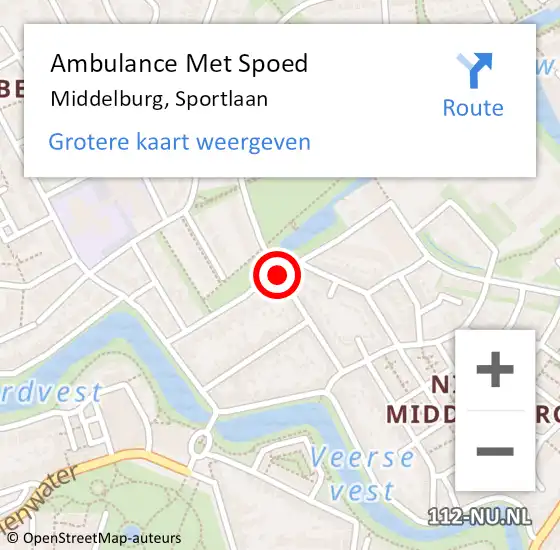 Locatie op kaart van de 112 melding: Ambulance Met Spoed Naar Middelburg, Sportlaan op 15 maart 2018 21:34