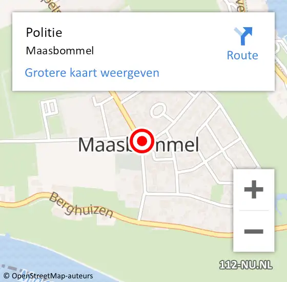 Locatie op kaart van de 112 melding: Politie Maasbommel op 16 maart 2018 00:55