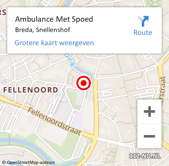 Locatie op kaart van de 112 melding: Ambulance Met Spoed Naar Breda, Snellenshof op 16 maart 2018 02:29