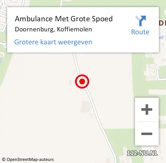 Locatie op kaart van de 112 melding: Ambulance Met Grote Spoed Naar Doornenburg, Koffiemolen op 16 maart 2018 05:13