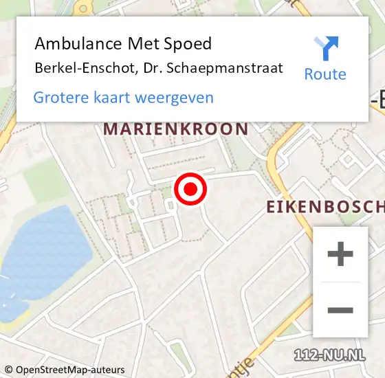 Locatie op kaart van de 112 melding: Ambulance Met Spoed Naar Berkel-Enschot, Dr. Schaepmanstraat op 19 februari 2014 10:48