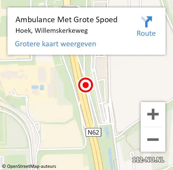 Locatie op kaart van de 112 melding: Ambulance Met Grote Spoed Naar Hoek, Willemskerkeweg op 16 maart 2018 11:01