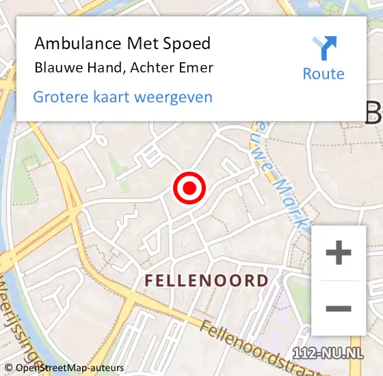 Locatie op kaart van de 112 melding: Ambulance Met Spoed Naar Blauwe Hand, Achter Emer op 16 maart 2018 12:34