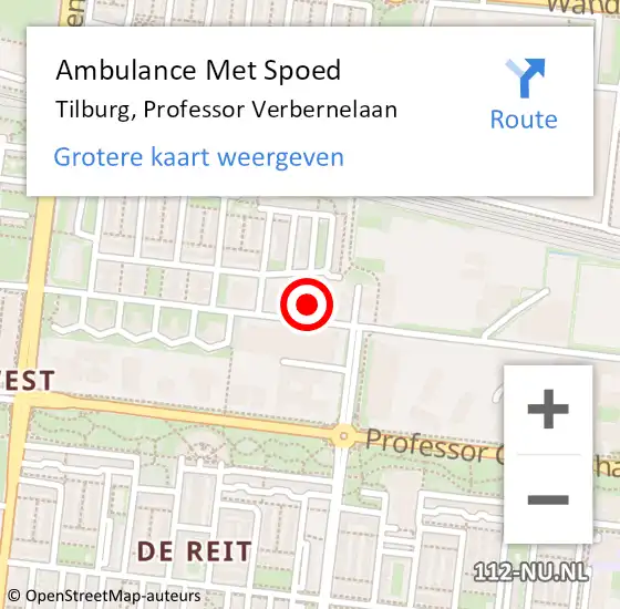 Locatie op kaart van de 112 melding: Ambulance Met Spoed Naar Tilburg, Professor Verbernelaan op 16 maart 2018 14:25