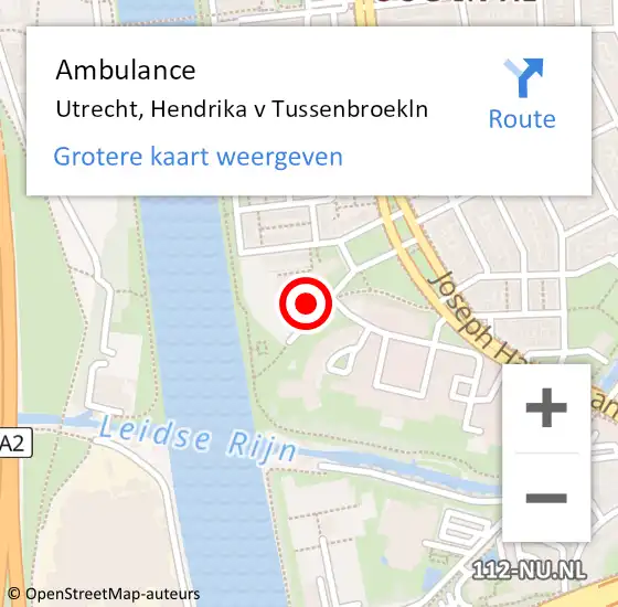 Locatie op kaart van de 112 melding: Ambulance Utrecht, Hendrika v Tussenbroekln op 16 maart 2018 15:50