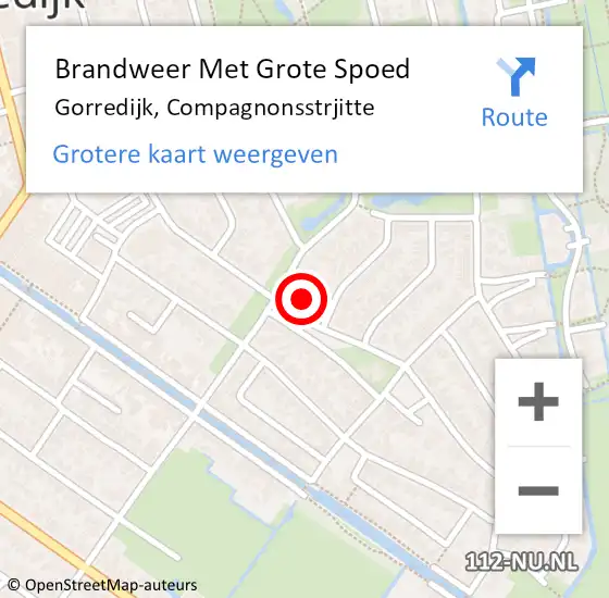 Locatie op kaart van de 112 melding: Brandweer Met Grote Spoed Naar Gorredijk, Compagnonsstrjitte op 16 maart 2018 17:23