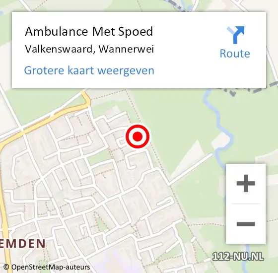 Locatie op kaart van de 112 melding: Ambulance Met Spoed Naar Valkenswaard, Wannerwei op 16 maart 2018 19:59