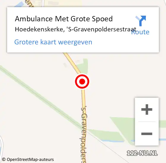 Locatie op kaart van de 112 melding: Ambulance Met Grote Spoed Naar Hoedekenskerke, 'S-Gravenpoldersestraat op 16 maart 2018 21:22