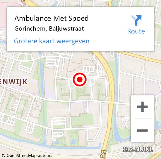 Locatie op kaart van de 112 melding: Ambulance Met Spoed Naar Gorinchem, Baljuwstraat op 16 maart 2018 22:07