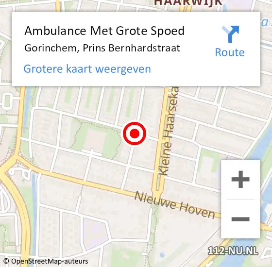 Locatie op kaart van de 112 melding: Ambulance Met Grote Spoed Naar Gorinchem, Prins Bernhardstraat op 17 maart 2018 01:43
