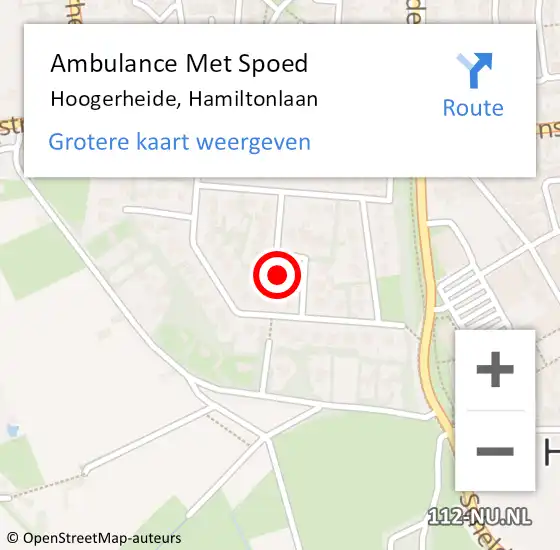 Locatie op kaart van de 112 melding: Ambulance Met Spoed Naar Hoogerheide, Hamiltonlaan op 17 maart 2018 02:23