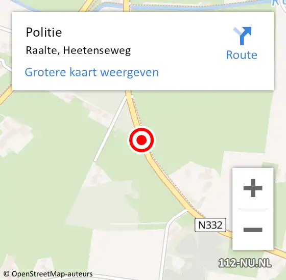 Locatie op kaart van de 112 melding: Politie Raalte, Heetenseweg op 17 maart 2018 04:10