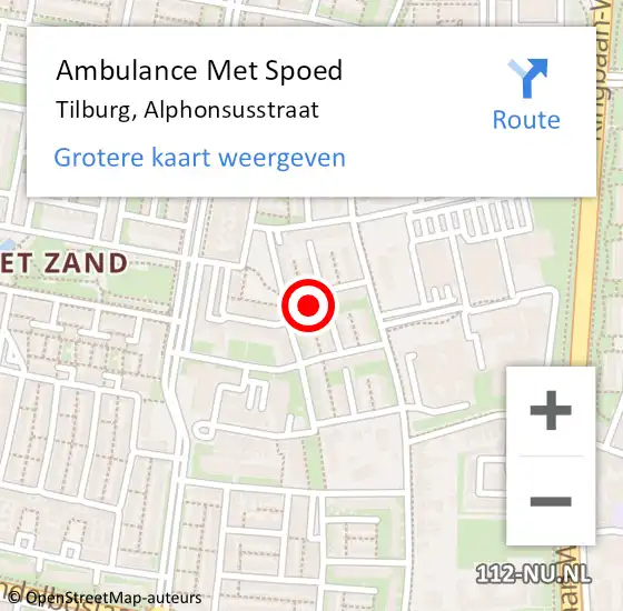 Locatie op kaart van de 112 melding: Ambulance Met Spoed Naar Tilburg, Alphonsusstraat op 17 maart 2018 09:03