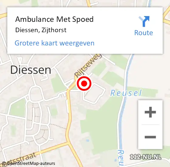 Locatie op kaart van de 112 melding: Ambulance Met Spoed Naar Diessen, Zijthorst op 17 maart 2018 10:53
