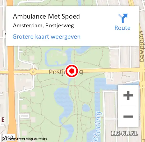 Locatie op kaart van de 112 melding: Ambulance Met Spoed Naar Amsterdam, Postjesweg op 17 maart 2018 14:21
