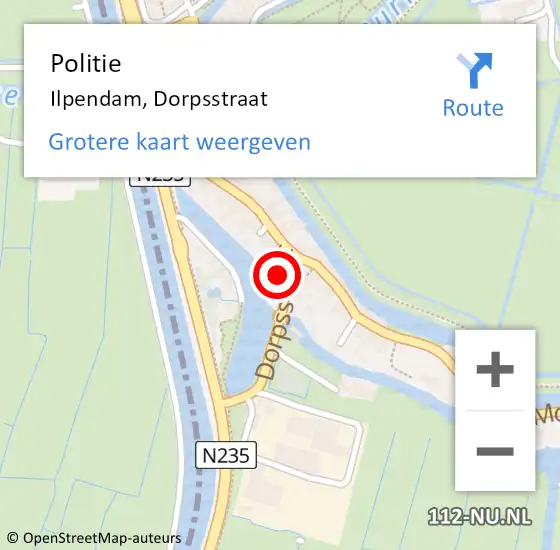 Locatie op kaart van de 112 melding: Politie Ilpendam, Dorpsstraat op 17 maart 2018 19:00