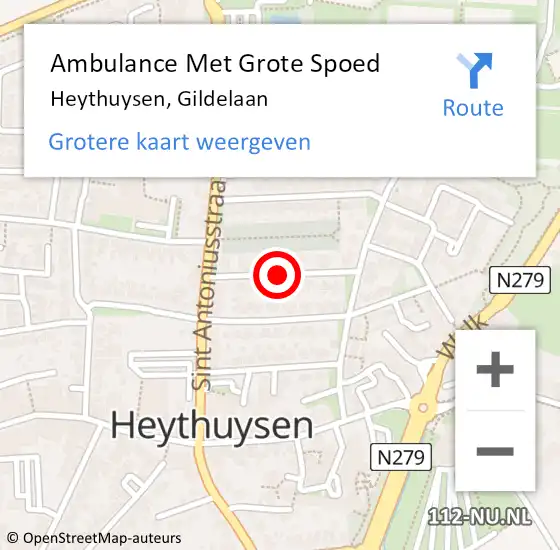 Locatie op kaart van de 112 melding: Ambulance Met Grote Spoed Naar Heythuysen, Gildelaan op 17 maart 2018 19:56