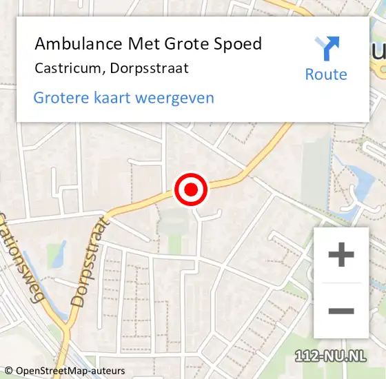Locatie op kaart van de 112 melding: Ambulance Met Grote Spoed Naar Castricum, Dorpsstraat op 18 maart 2018 01:46