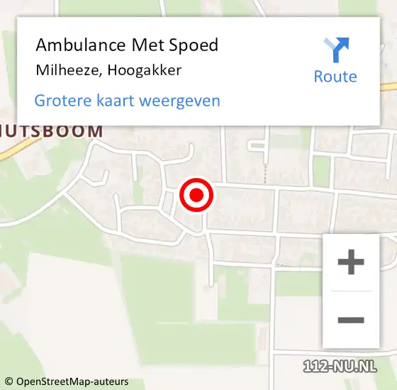 Locatie op kaart van de 112 melding: Ambulance Met Spoed Naar Milheeze, Hoogakker op 18 maart 2018 08:09