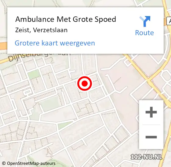 Locatie op kaart van de 112 melding: Ambulance Met Grote Spoed Naar Zeist, Verzetslaan op 18 maart 2018 10:10