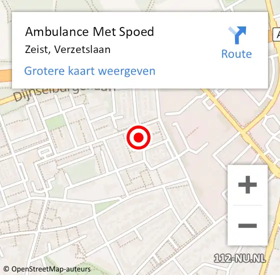 Locatie op kaart van de 112 melding: Ambulance Met Spoed Naar Zeist, Verzetslaan op 18 maart 2018 10:30