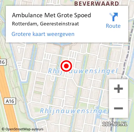 Locatie op kaart van de 112 melding: Ambulance Met Grote Spoed Naar Rotterdam, Geeresteinstraat op 18 maart 2018 10:52