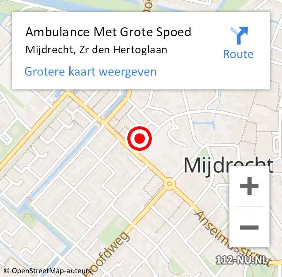 Locatie op kaart van de 112 melding: Ambulance Met Grote Spoed Naar Mijdrecht, Zr den Hertoglaan op 18 maart 2018 11:25