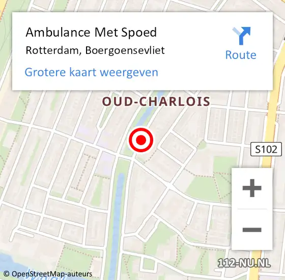 Locatie op kaart van de 112 melding: Ambulance Met Spoed Naar Rotterdam, Boergoensevliet op 18 maart 2018 12:01