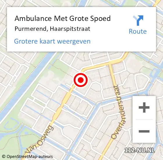 Locatie op kaart van de 112 melding: Ambulance Met Grote Spoed Naar Purmerend, Haarspitstraat op 18 maart 2018 17:46