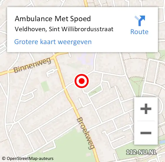 Locatie op kaart van de 112 melding: Ambulance Met Spoed Naar Veldhoven, Sint Willibrordusstraat op 18 maart 2018 18:11