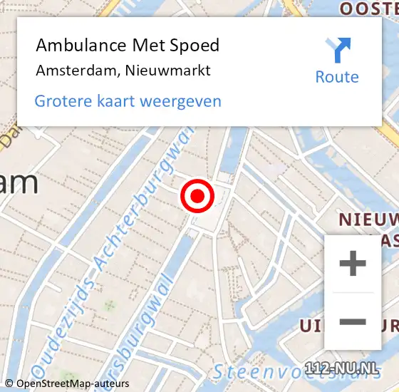 Locatie op kaart van de 112 melding: Ambulance Met Spoed Naar Amsterdam, Nieuwmarkt op 18 maart 2018 18:21
