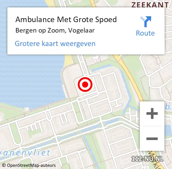 Locatie op kaart van de 112 melding: Ambulance Met Grote Spoed Naar Bergen op Zoom, Vogelaar op 18 maart 2018 18:45