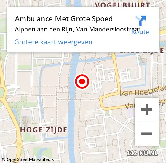 Locatie op kaart van de 112 melding: Ambulance Met Grote Spoed Naar Alphen aan den Rijn, Van Mandersloostraat op 18 maart 2018 20:07