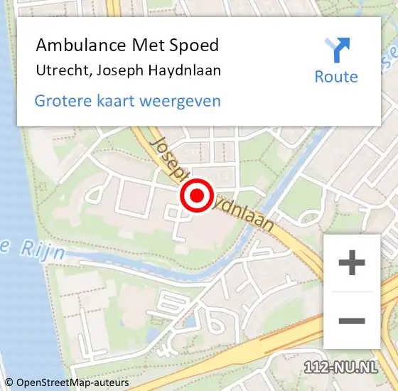 Locatie op kaart van de 112 melding: Ambulance Met Spoed Naar Utrecht, Joseph Haydnlaan op 18 maart 2018 20:46
