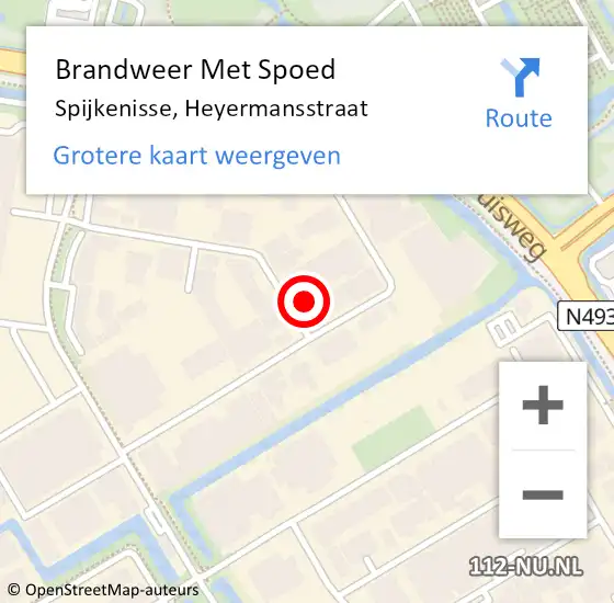 Locatie op kaart van de 112 melding: Brandweer Met Spoed Naar Spijkenisse, Heyermansstraat op 18 maart 2018 20:50