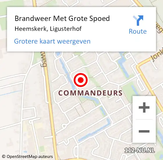 Locatie op kaart van de 112 melding: Brandweer Met Grote Spoed Naar Heemskerk, Ligusterhof op 18 maart 2018 23:06