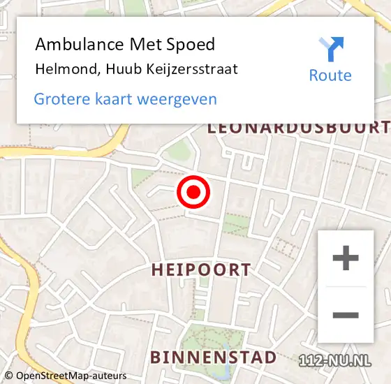 Locatie op kaart van de 112 melding: Ambulance Met Spoed Naar Helmond, Huub Keijzersstraat op 18 maart 2018 23:49