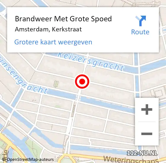 Locatie op kaart van de 112 melding: Brandweer Met Grote Spoed Naar Amsterdam, Kerkstraat op 19 maart 2018 00:00