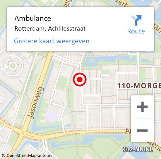 Locatie op kaart van de 112 melding: Ambulance Rotterdam, Achillesstraat op 19 maart 2018 01:16